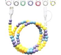 Générique Beaded Charging Cord 4 in 1 - Colorful Beaded Phone Charger, 3.3ft Fast BeadedCharger Cords for All Device USB C and Type C (Yellow)