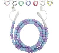 Générique Beaded Charging Cord 4 in 1 - Colorful Beaded Phone Charger, 3.3ft Fast BeadedCharger Cords for All Device USB C and Type C (Purple blue)