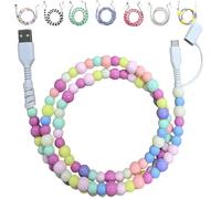 Générique Beaded Charging Cord 4 in 1 - Colorful Beaded Phone Charger, 3.3ft Fast BeadedCharger Cords for All Device USB C and Type C (Colorful)