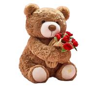 Générique Bear Plush - Cuddly Soft Hugger Doll | Cute Stuffed Animals Toy, Rose Bouquet Bear Plush Toy, Holding Rose Bouquet Cuddly Soft Doll for Kids Adults Women Men Children Boys Girls