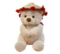 Générique Bear Plush - Holding Rose Bouquet Cuddly Soft Doll | Portable Stuffed Animal Plush Pillow Toy, Adorable Bear, Child’s Bedtime Toy for Adults Women Men Kids Children Boys Girls