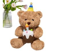 Générique Bear Stuffed Animal Plush, Birthday Cake Theme Plush Toy, PP Cotton Soft Snuggle Bear, Cute Decorative Pillow for Sofa, Bed, Room Decor, Gift for Kids and Adults, 15.75 inches