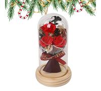 Générique Beast Rose in Glass Dome - Rose Flower Kit | Enchanted Red Silk Roses, for Her Women Girls Adults Mums on Valentine, Mothers Day Wedding Birthday