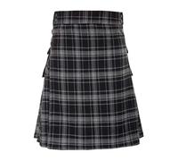 Générique Beau Kilt Ecossais Jupe Kilt pour Hommes Écossais Ceinture À Carreaux Traditionnelle Plissée Chaîne Bilatérale Marron Go Confortable et élégant Gris S