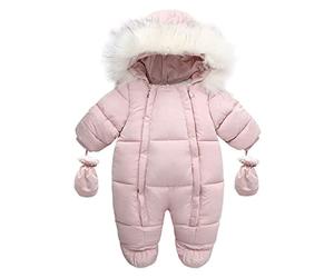 Générique Bébé Combinaison De Neige avec Gants, Barboteuse à Capuche Pieds Fermeture éclair Combi Pilote Pretty Girl | Combinaison Ski Garcon | GarçOn Et Fille Une PièCe avec Capuche,