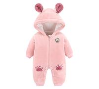 Générique Bébé Combinaison De Neige avec Gants, Polaire Manteau Fermeture éclair Coupe-Vent Combi avec moufles et Chaussons bébé 2 en 1 Mauve 12M | Combinaison Hiver | A Capuche De Ski