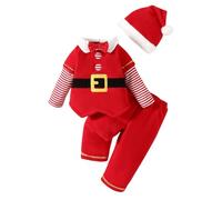 Générique Bébé Combinaison Garçon Fille,Noel Ensemble Hiver Bebe Costume Père Noël Garcon Deguisement Santa Christmas Hauts Pantalons Chapeau Chaussettes Un pour Noel (Rouge#3,6-12 Mois)