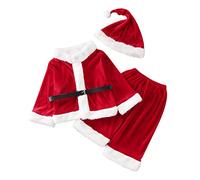 Générique BéBé Combinaison GarçOn Fille Pyjama NoëL Bebe Veste + Pantalon + Chapeau + Chaussettes Cadeau Bebe Deguisement Noel Enfants 4 PièCes Chaud Tenues PèRe NoëL Outwear