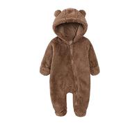 Générique Bébé d'hiver Grenouillères Combinaison Enfant Jumpsuit Automne Hiver Manches Longues Tenues Barboteuses Pyjamas Chaud Flanelle Capuche Tricoté Barboteuse Naissance 0-18 Mois