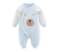 Générique Bébé Garçon Fille Hiver Combinaison De Neige Pilote Bebe Garcon Vêtements Ski avec Col en Fourrure Et Capuche Manteau Body sans Manche Barboteuse Cadeau 0-24 Mois (Bleu,12-18 Mois)