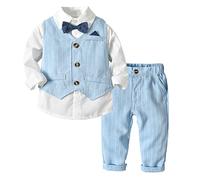 Générique Bébé Garçon Gentleman Smoking Vêtements Ensembles Chemise Manche Longue et Gilet et Pantalon Noeud Papillon Ensemble Mariage Cérémonie Garcon Tenue A Manches Longues