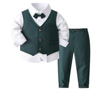 Générique Bébé Garçon Gentleman Smoking Vêtements Ensembles Chemise Manche Longue et Gilet et Pantalon Noeud Papillon Ensemble Mariage Cérémonie Garcon Tenue A Manches Longues