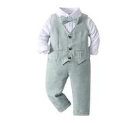 Générique Bébé Garçon Gentleman Smoking Vêtements Ensembles Chemise Manche Longue et Gilet et Pantalon Noeud Papillon Ensemble Mariage Cérémonie Garcon Tenue A Manches Longues