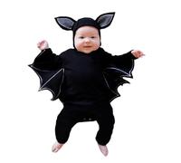 Générique Bebe Halloween Costume, Ensemble de Chauve Souris à Capuchon Amusant avec Chapeau d'oreille comme Costume d'halloween Nouveau-né 0-24 Mois