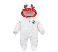 Générique Bébé Hiver Combinaison De Neige D'Hiver Ski Grenouillère En Polaire Garçons Filles Jumpsuits Épais Pied Barboteuse Avant S'Enclenche Bebe Fille Body 0-3 Mois 3 (Blanc,6-9 mois)