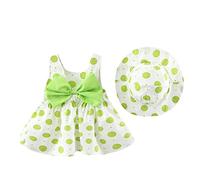 Générique Bébé Robe d'été décontractée pour Fille en Coton avec Chapeau 2pcs Ensemble Fraise Pois Fleur à Imprimé Noeud Papillon sans Manches Marige Princess Ceremonie Naissance Tout Petit Vêtements