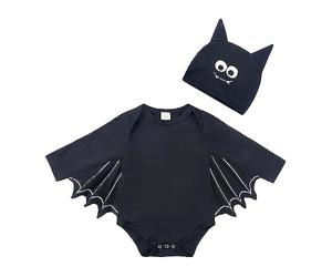 Générique Bébé Salopette Halloween Nouveau- Né Pyjama Combinaison Garçon Fille Bebe Costume Chauve-Souris Vêtement Imprimé Citrouille Capuche Body Survêtement Mois Vêtements d'halloween