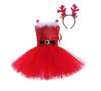Générique Bébés Filles Noël Tutu Jolie Robe, Ensemble De VêTements De NoëL pour BéBé Fille Ensemble Bandeaux Robe Noel Bebe 0 Mois | Enfant Bébés Filles C'est Mon 1er / 2ème Anniversaire Princesse