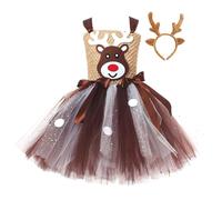 Générique Bébés Filles Noël Tutu Jolie Robe, Robe De Noel Fille Ensemble De Bandeaux NoëL Noel Bebe Tenue Fille | bébé Mon 1er / 2e / 3e Anniversaire en Coton à Manches