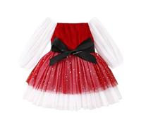 Générique Bébés Filles Noël Tutu Jolie Robe, Robe Noel Enfant en Tulle à Manches Longues Tulle Tutu Princesse SoiréE CéRéMonie Mariage Baby File Noel | pour Bébé Fille Vêtement Noël 6 Mois-6 Ans