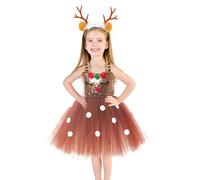 Générique Bébés Filles Noël Tutu Jolie Robe, Tenue De NoëL pour Petite Fille My 1st Christmas Romper Bodysuit Costume de Robes Princesse Robe PèRe Bebe Fille