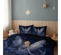 Générique Bedding Ailes Fée Robe Housses de Couette 140 x 200 cm, Ensembles de Housses de Couette en Microfibre DouceParure 3 Pièces avec 2 Taies d'oreiller 65x65 cm avec Fermeture éclair Noir Clair