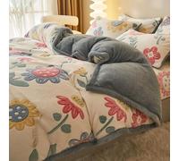 Générique Bedding Housse de Couette 200x230 cm Peut être utilisé comme Couverture Coloré Fleurs Motif Double Couche épaissie Flanelle Doux Garder au Chaud avec Fermeture éclair et Attaches de Coin