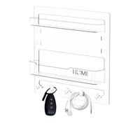 Générique Bedside Floating Shelf, Screen Stick on Storage Rack, Aesthetic Wall Mounted Organizer, 24x23x5.4cm, Space Saving Design, Accessory Holder with Hooks, Cable Clips for Bedroom
