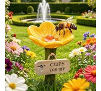 Générique Bee Watering Station for Garden,Handmade Ceramic Mini Pollinator Watering Station,Butterfly Drinking Cup Bees Bath Bowl Gardens Stakes,for Patio, Lawn, Yard, Outdoor Decor