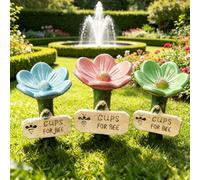 Générique Bee Watering Station for Garden,Handmade Ceramic Mini Pollinator Watering Station,Butterfly Drinking Cup Bees Bath Bowl Gardens Stakes,for Patio, Lawn, Yard, Outdoor Decor