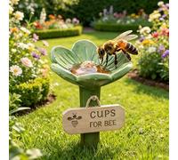 Générique Bee Watering Station for Garden,Handmade Ceramic Mini Pollinator Watering Station,Butterfly Drinking Cup Bees Bath Bowl Gardens Stakes,for Patio, Lawn, Yard, Outdoor Decor
