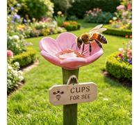 Générique Bee Watering Station for Garden,Handmade Ceramic Mini Pollinator Watering Station,Butterfly Drinking Cup Bees Bath Bowl Gardens Stakes,for Patio, Lawn, Yard, Outdoor Decor