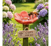 Générique Bee Watering Station for Garden,Handmade Ceramic Mini Pollinator Watering Station,Butterfly Drinking Cup Bees Bath Bowl Gardens Stakes,for Patio, Lawn, Yard, Outdoor Decor
