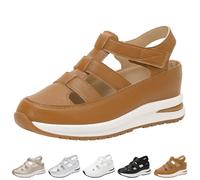 Générique Beelovy Orthopedic Sandals for Women-Soft Adjustable Plus Size Hollow-Out Casual Sandals - Hook & Loop, Comfort Fit (Brown,35.5)