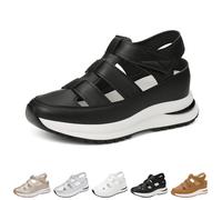Générique Beelovy Orthopedic Sandals for Women-Soft Adjustable Plus Size Hollow-Out Casual Sandals - Hook & Loop, Comfort Fit (Black,35.5)