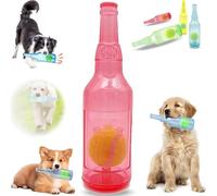 Générique Beer Bottle with Tennis Ball Dog Chew Toy, Cute Squeaky Dog Toys Bottle,Interactive Bottle Toys for Dogs with Ball, for Play and Training (Red , Grand)