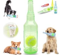 Générique Beer Bottle with Tennis Ball Dog Chew Toy, Cute Squeaky Dog Toys Bottle,Interactive Bottle Toys for Dogs with Ball, for Play and Training (Green, Grand)