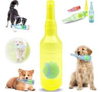 Générique Beer Bottle with Tennis Ball Dog Chew Toy, Cute Squeaky Dog Toys Bottle,Interactive Bottle Toys for Dogs with Ball, for Play and Training (Yellow, Grand)