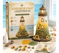 Générique Beginner-Friendly DIY Lighted Sea Glass-Style Lighthouse Kit Collection,DIY Lighted Lighthouse Craft Kit with Pieces Pearls, Handmade Ocean Beach Home Decor Gift for Craft Lovers
