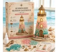 Générique Beginner-Friendly DIY Lighted Sea Glass-Style Lighthouse Kit Collection,DIY Lighted Lighthouse Craft Kit with Pieces Pearls, Handmade Ocean Beach Home Decor Gift for Craft Lovers