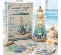Générique Beginner-Friendly DIY Lighted Sea Glass-Style Lighthouse Kit Collection,DIY Lighted Lighthouse Craft Kit with Pieces Pearls, Handmade Ocean Beach Home Decor Gift for Craft Lovers