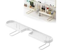 Générique Behind The Faucet Sink Organizer, No-Drill Free Over The Sink Shelf Bathroom, Universal Thickened Behind The Faucet Shelf Bathroom, Space-Saving Countertop Organizer (B-White,60CM)