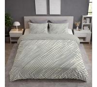 Générique Beige Polaire Housse de Couette 220 x 240,Abstrait Sergé Parallèle Lignes,Parure de Lit, Housse de Couette Duveteux Imprimée Reversible Microfibre+Taie d'oreiller 65 x 65(2)