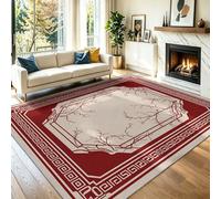 Générique Beige-Rouge Tapis 50 x 80 cm, Classique Art Déco Luxe Marbre Tapis de Jeu Doux et Antidérapant pour Chambre Bébé & Ados, Lavable en Machine, Idéal pour Coin Lecture & Crèche