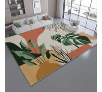 Générique Beige Tapis Antidérapant Durable, 140 x 200 cm Doux et Lavable Facile à Entretenir pour Salon Chambre véranda - Résumé Plantes Tropicales Feuilles De Palmier Noble Légère Ornament Concevoir