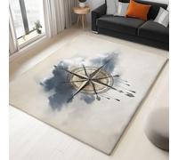 Générique Beige Tapis Rose des Vents Vintage Nuages Tapis, Salon Anti-Slip Lavable À Poils Courts Doux Antidérapant 120 x 180 cm - pour Salon Chambre Cuisine Bureau & Salle À Manger Moquette