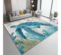 Générique Beige Tapis Salon 140 x 200 cm, Lavable en Machine Super Doux et Antidérapant Grand Tapis Salon - Style Moderne Abstrait Tortue Doux Poil Court pour Chambre Adulte Salle à Manger Cuisine