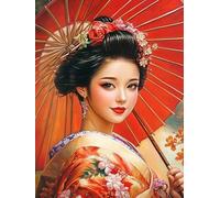 Générique Belle femme geisha japonaise Kit de Broderie Point de Croix 11CT Pré-imprimé - Idéal pour Débutants et Adultes, Activité DIY pour la Décoration Intérieure 30x40cm 1737