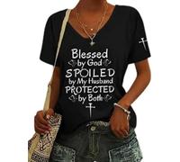 Générique béni par Dieu par Meinem, qui est protégé par les deux chemises - Christian Cross Tee pour femme, Noir , XXL