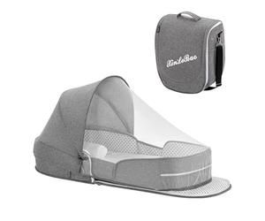 Générique Berceau Portable Pliable - Lit De Voyage pour Bébé avec Moustiquaire Et Auvent, Module De Sommeil Mobile Amovible | Facile À Plier Et Léger - Gris
